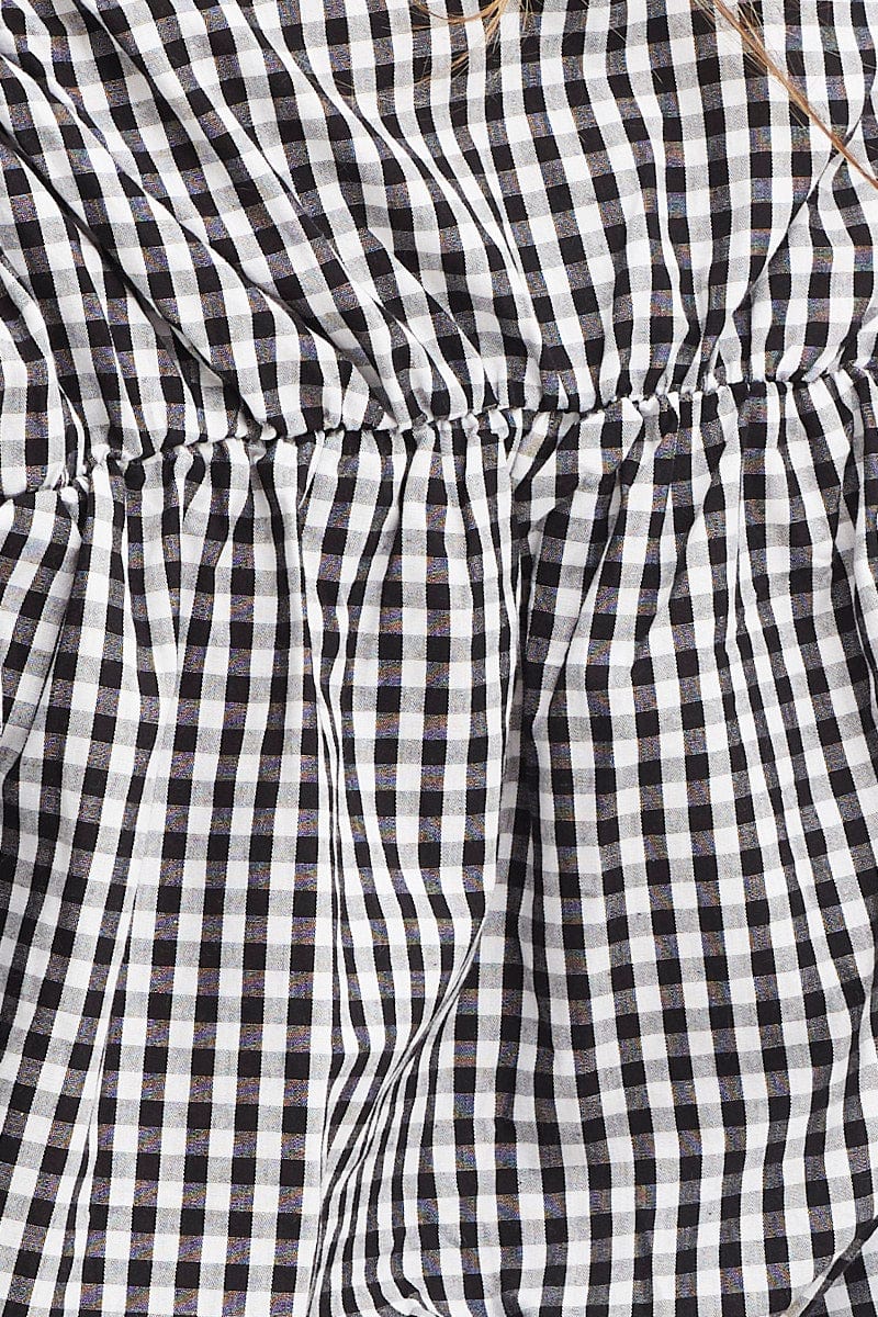 Check Crop Top Long Sleeve