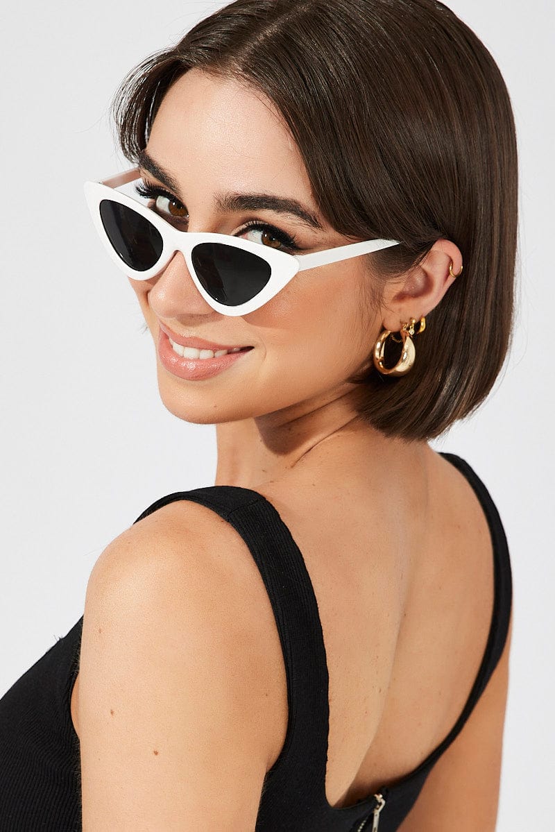 White Animal Print Cat Eye Fashion Sunglasses