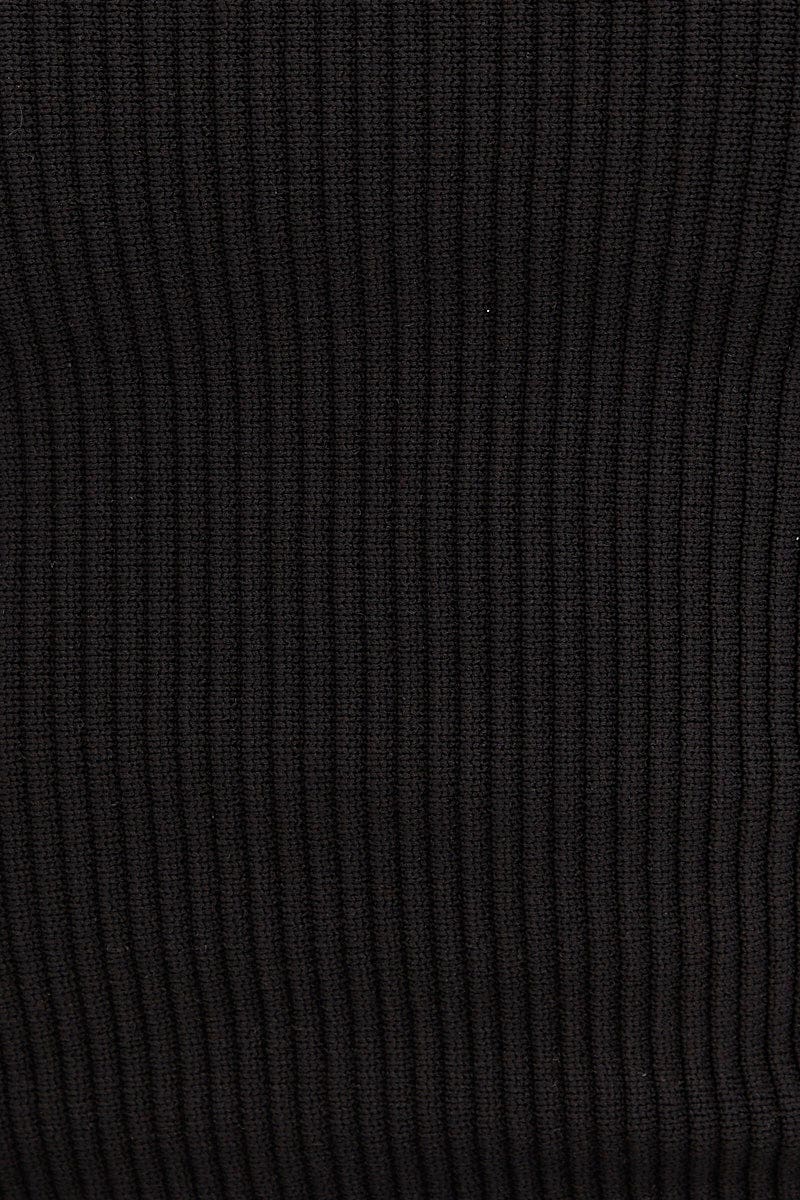 Black Knit Rib Bandeau Strapless