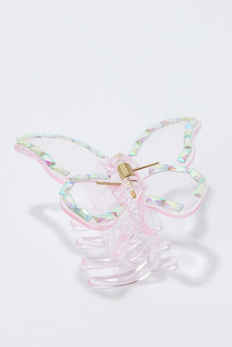 Pink Butterfly Claw Clip