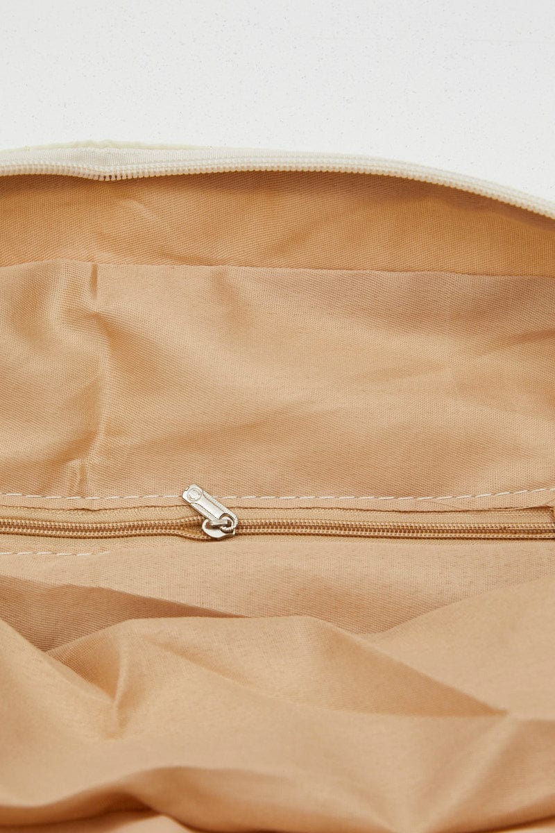 White Quilted Underarm Hobo Bag