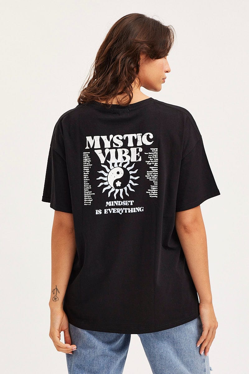 Black Unisex T Shirt Short Sleeve Oversized Crew Neck