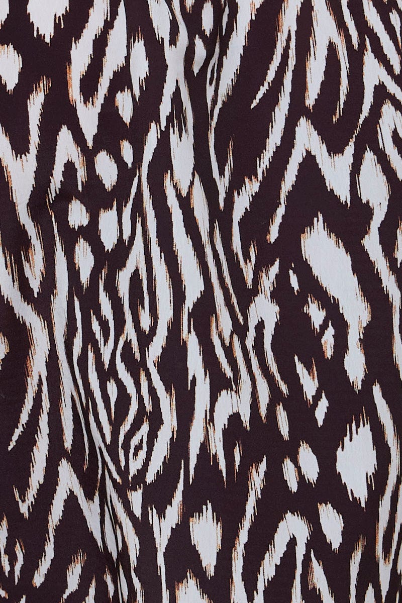 Print A Line Dress Maxi V Neck