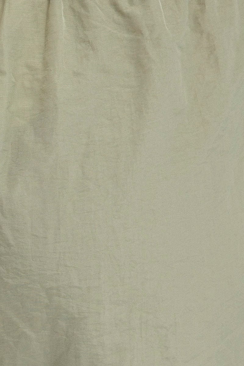 Green Parachute Cargo Pants Low Rise