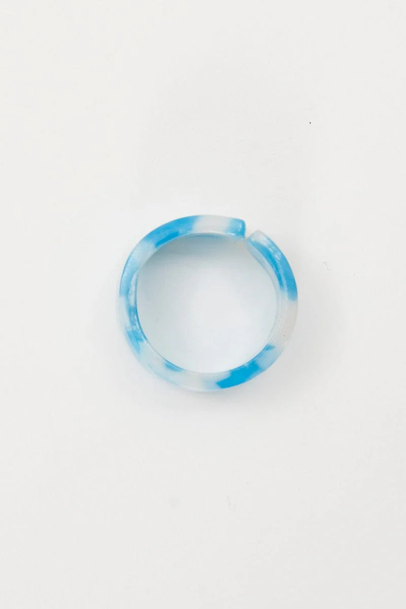Blue Marble Chunky Plastic Ring