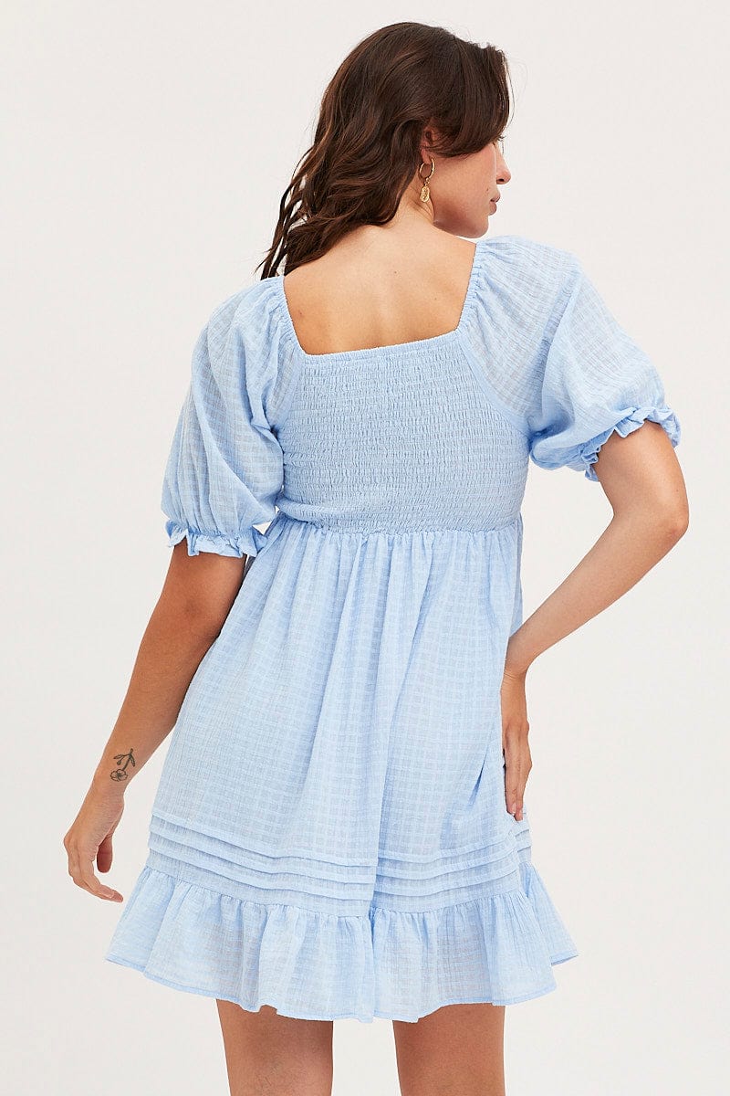 Blue Dress Short Sleeve Mini