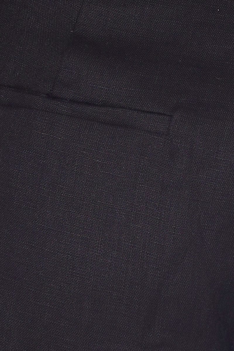 Black High Rise Shorts Linen