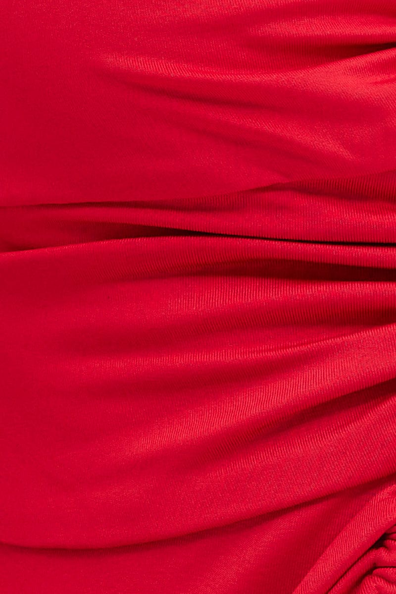 Red Bralette Crop Top V Neck Keyholes Details