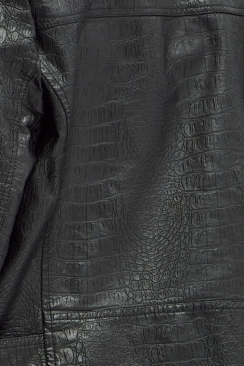 Black Faux Leather Jacket Long Sleeve