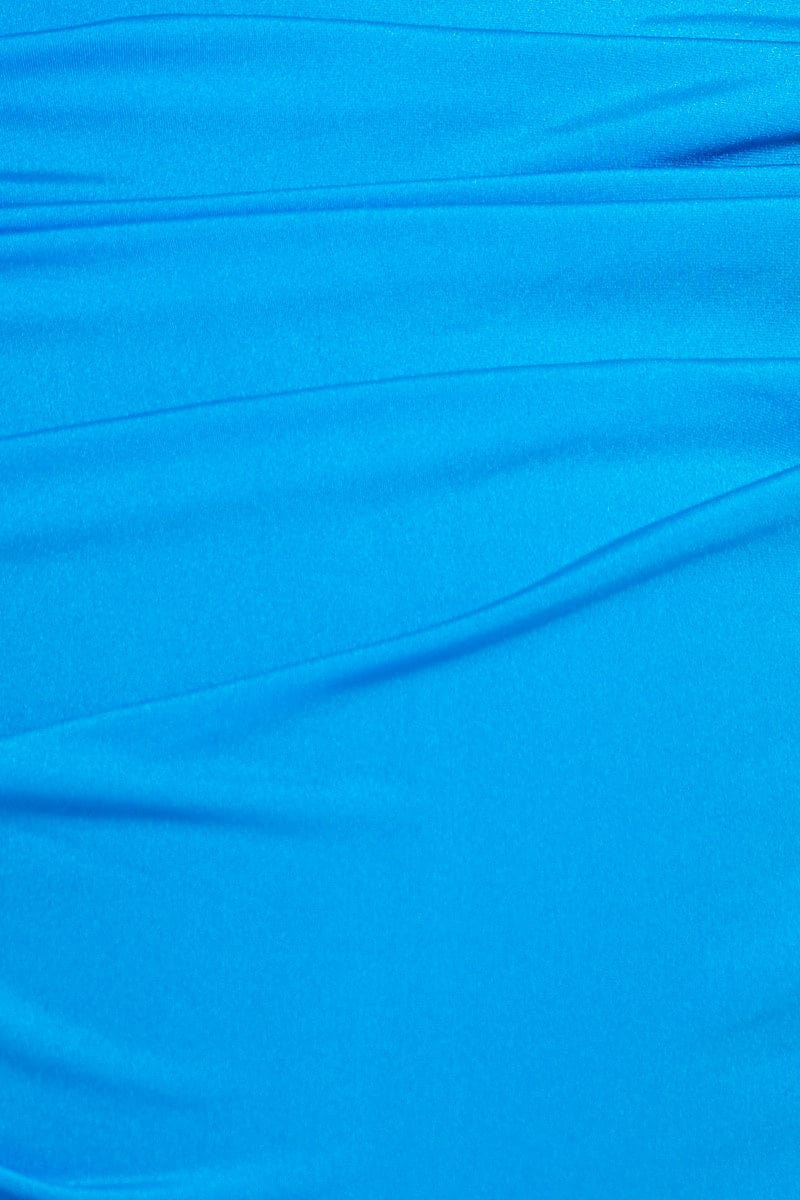 Blue Mini Dress One Shoulder Slinky Cut Out With Detail