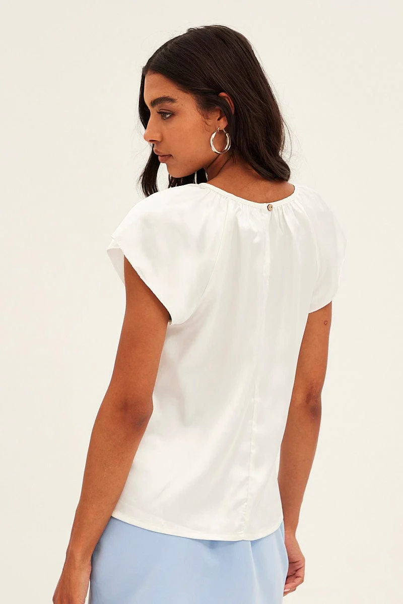 White Workwear Bell Sleeve Top