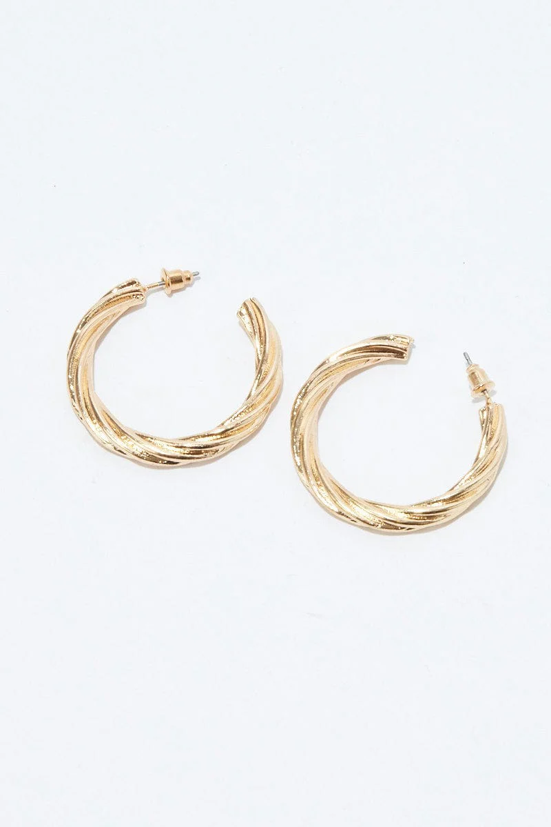 Gold Twist Hoop Earrings