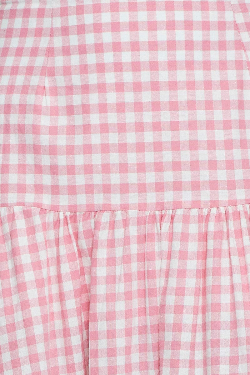 Check Elastic Waist Maxi Skirt