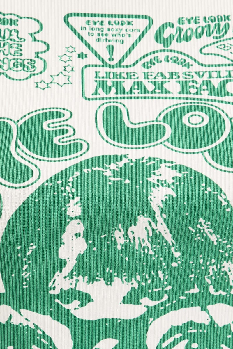 White Graphic Crop Tank Top