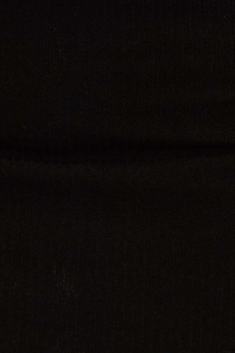 Black Mini Skirt High Rise Double Layered Rib Jersey