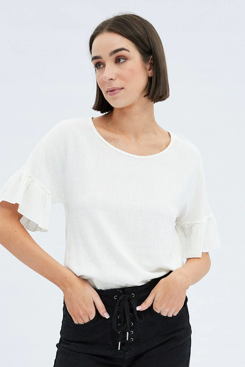 White Peplum Top Short Sleeve