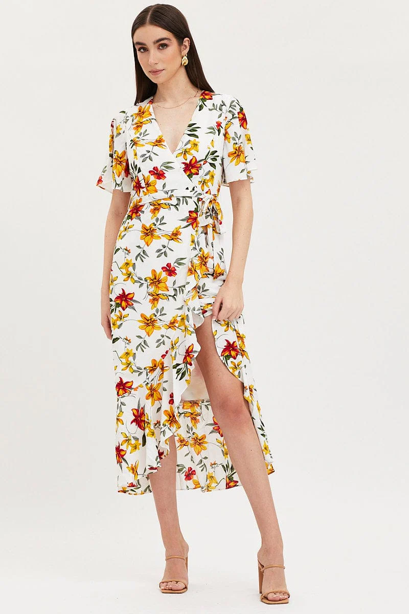 Print Dress Short Sleeve Maxi