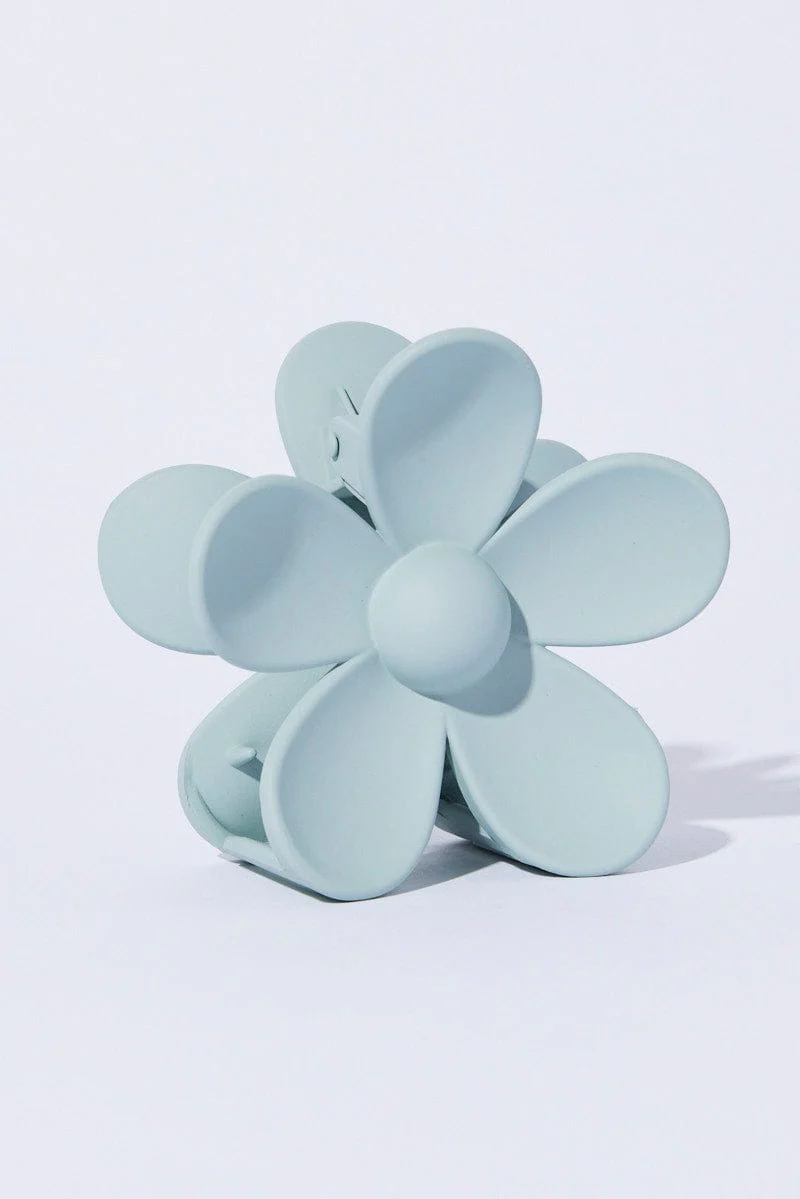 Green Flower Design Hair Claw Clip
