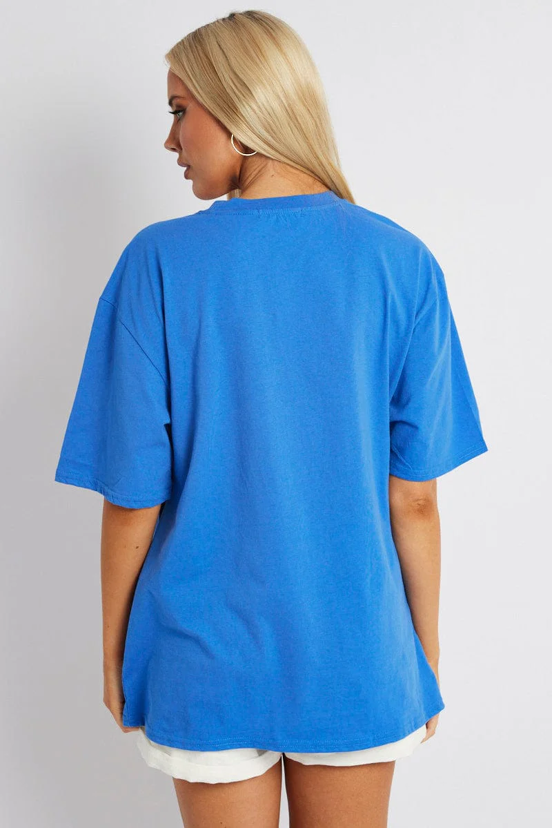Blue Graphic Tee Short Sleeve