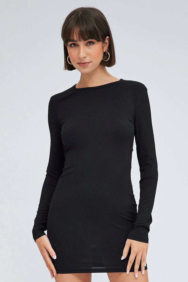 Black Dress Long sleeve Crew neck