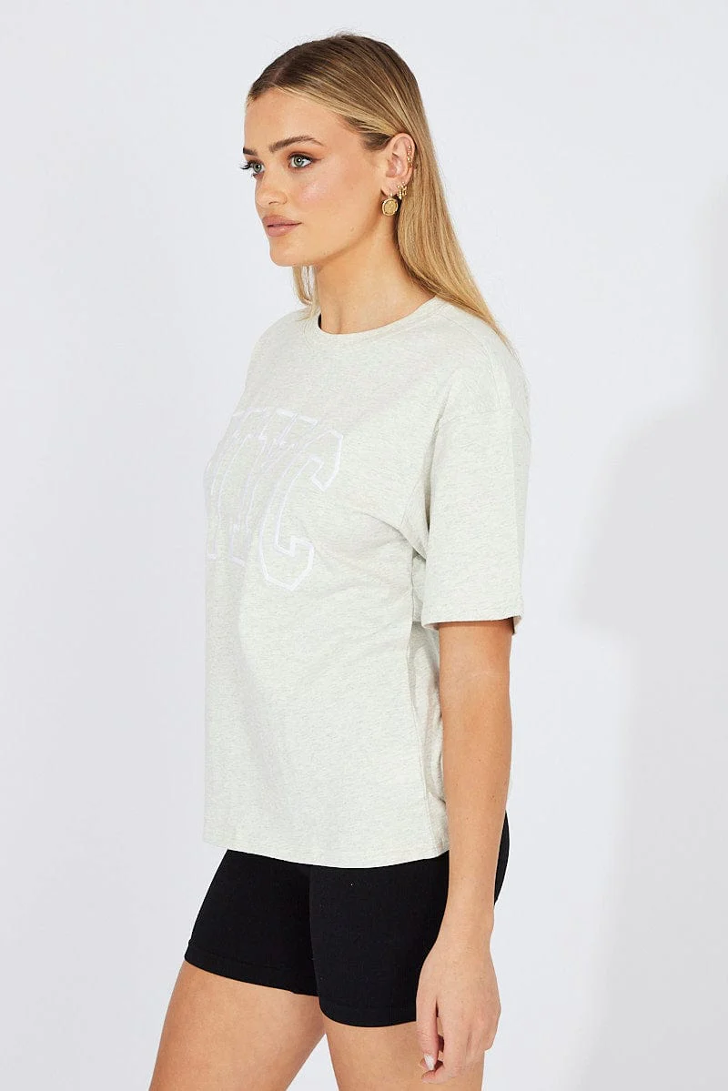 Grey Graphic Tee Short Sleeve