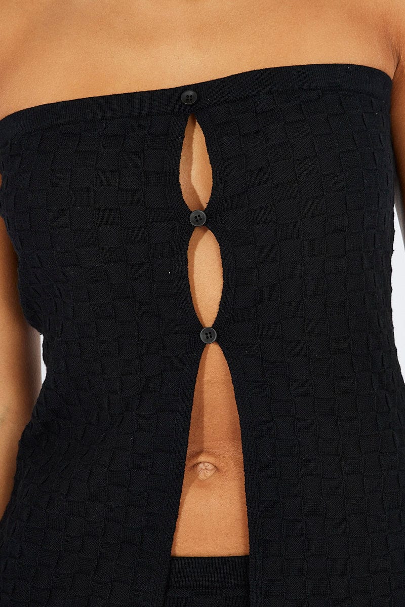 Black Knit Bandeau Top Longline