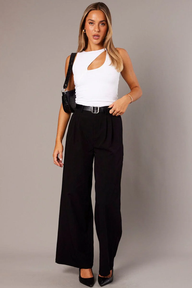 Black Wide Leg Pants Mid Rise