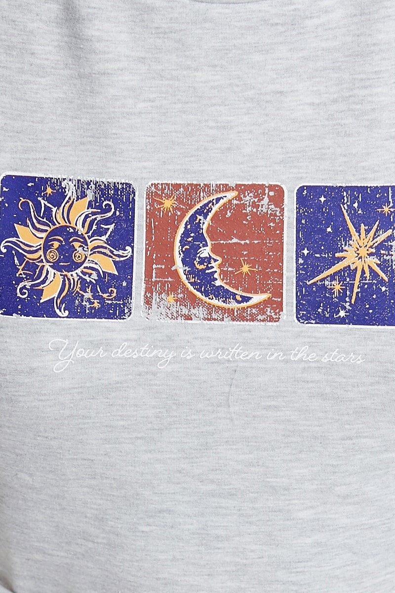 Grey Nyla Rose Tee With Print And Short