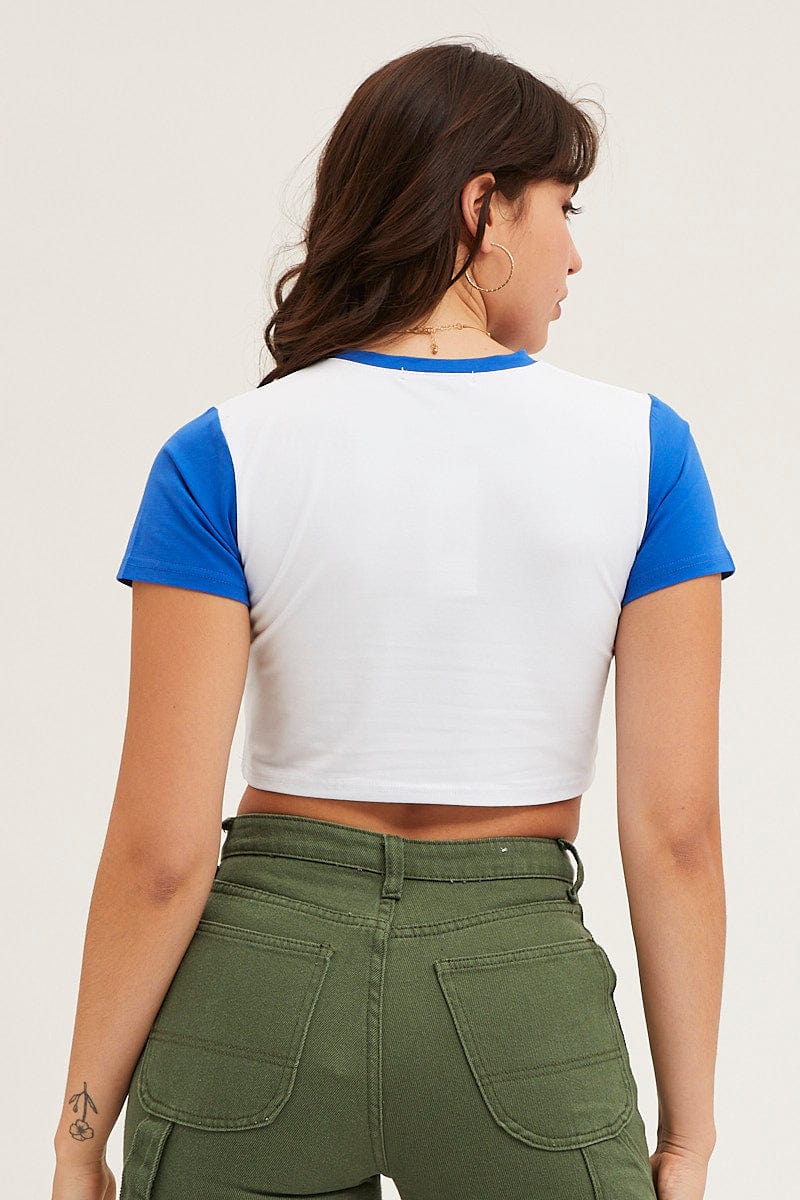 Blue Varsity Baby Tee