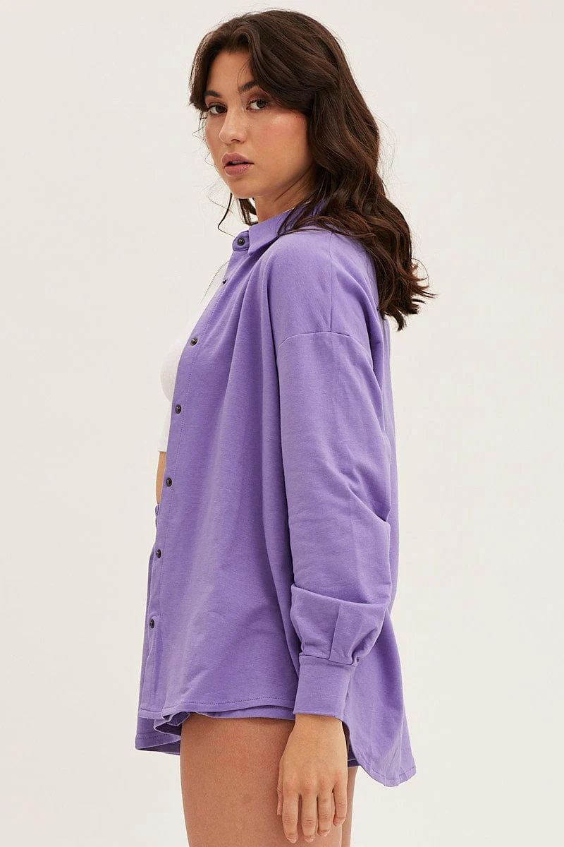 Purple Oversized Shirt Loungewear