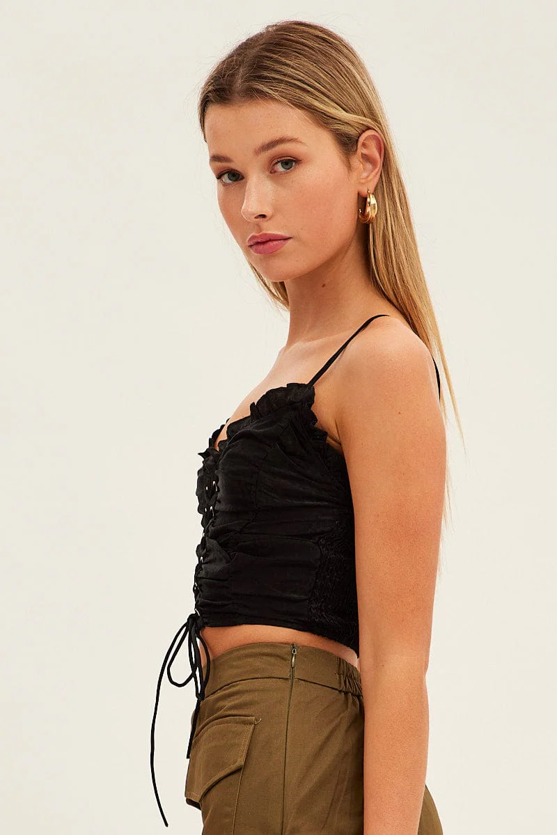 Black Lace Up Corp Top