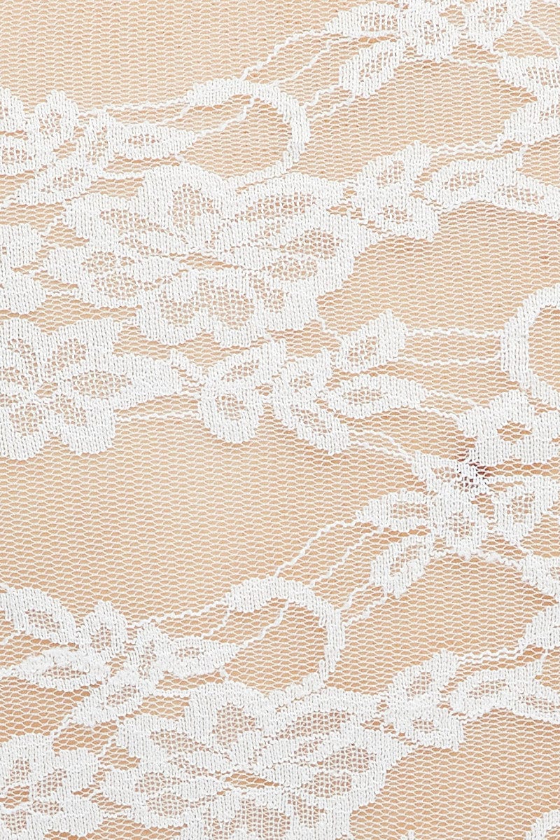 White Lace Top Sheer Long Sleeve Crop