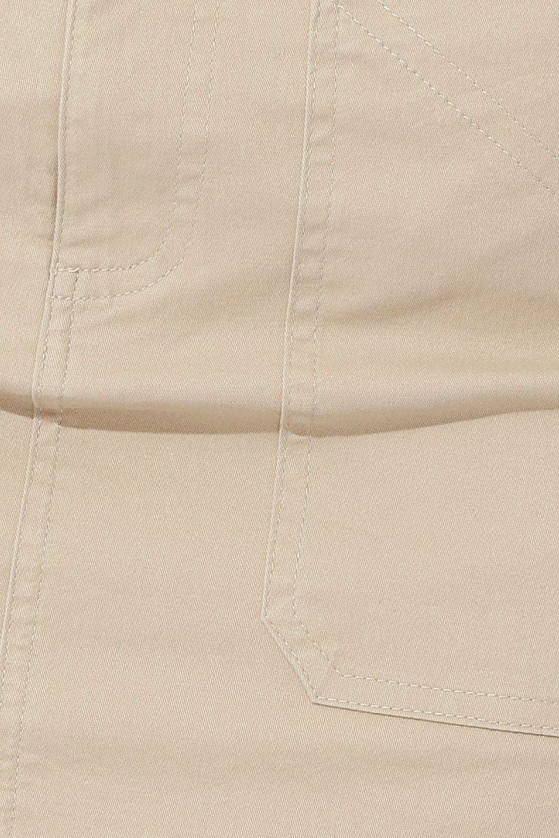 Beige Cargo Skirt Mini Low Rise