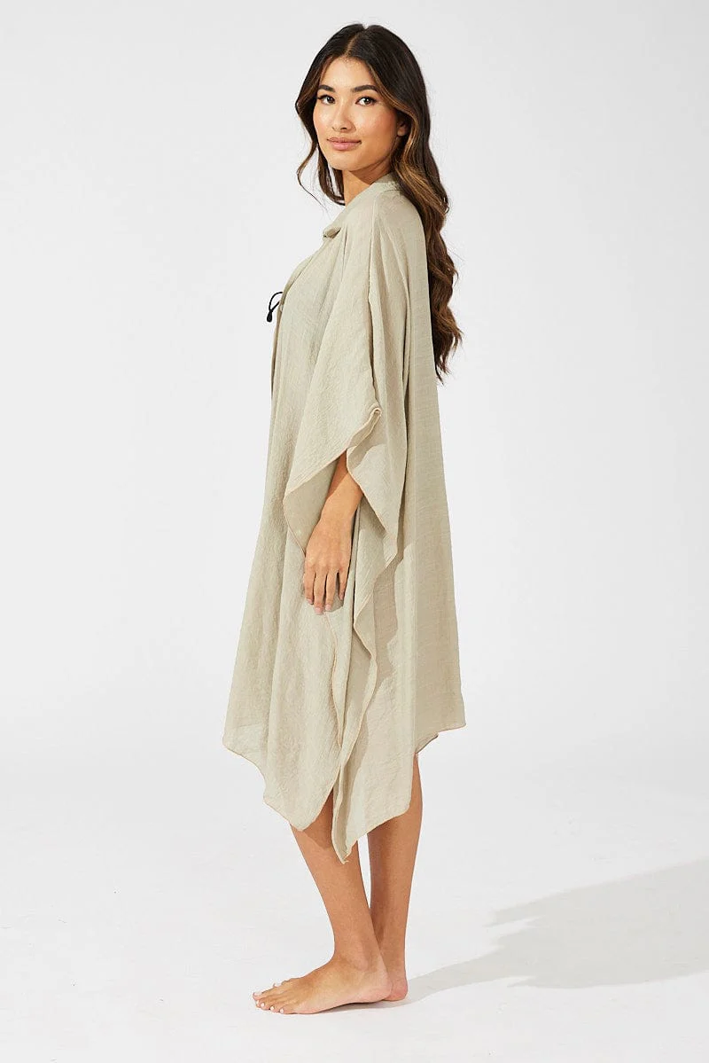 Beige Oversize Beach Shirt