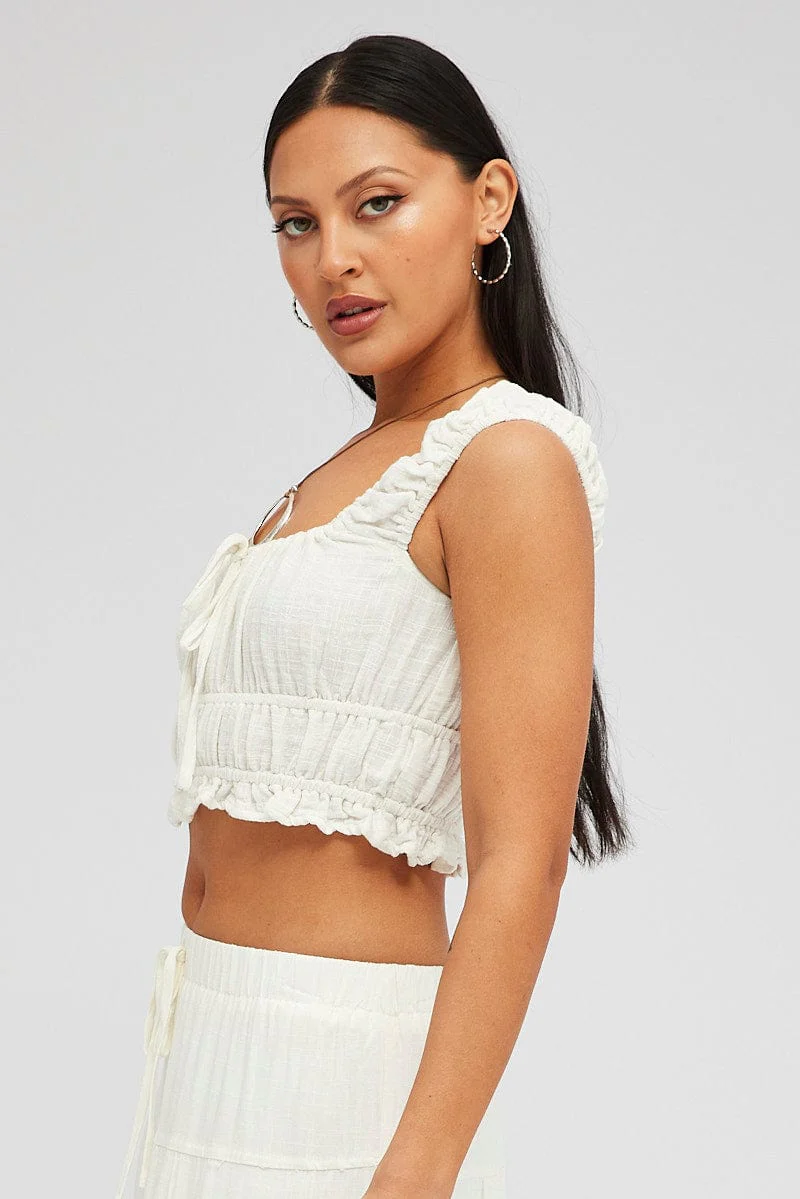 White Crop Top Short Sleeve