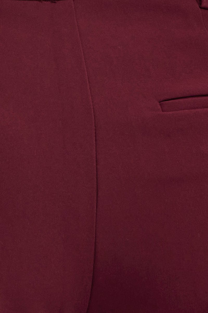 Red Wide Leg Pants Low Rise Cross over Waistband