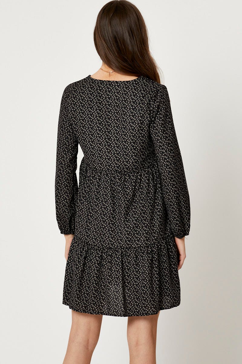 Print Mini Dress Long Sleeve