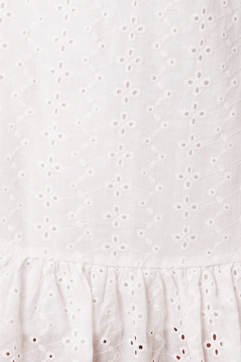 White Fit And Flare Dress Puff Sleeve Mini