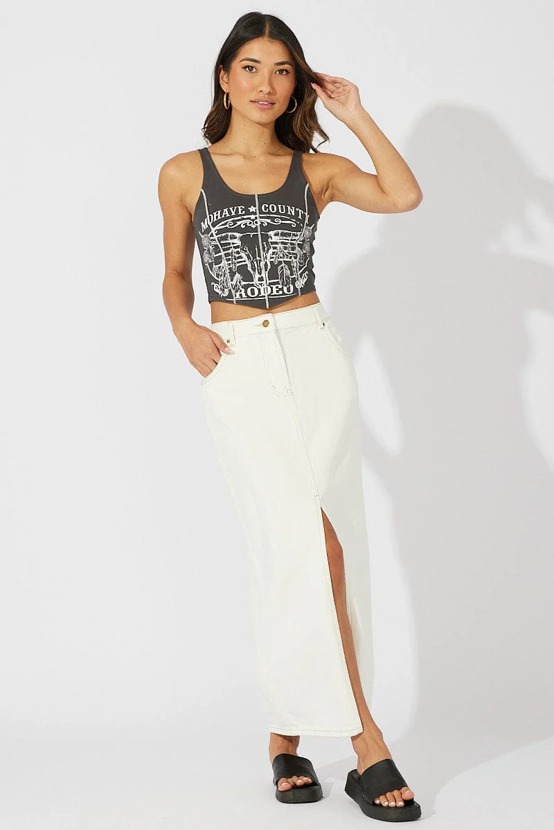 Grey Graphic Tank Top