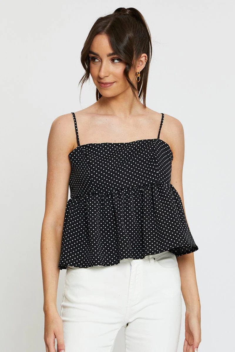 Polka Dot Cami Top Peplum