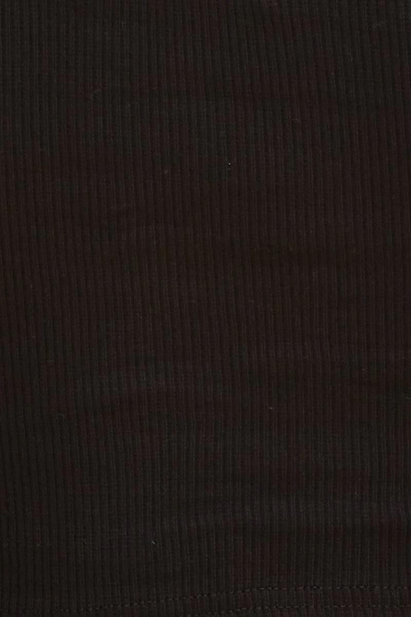 Black Cropped Tank Cotton Blend Rib Racer Back