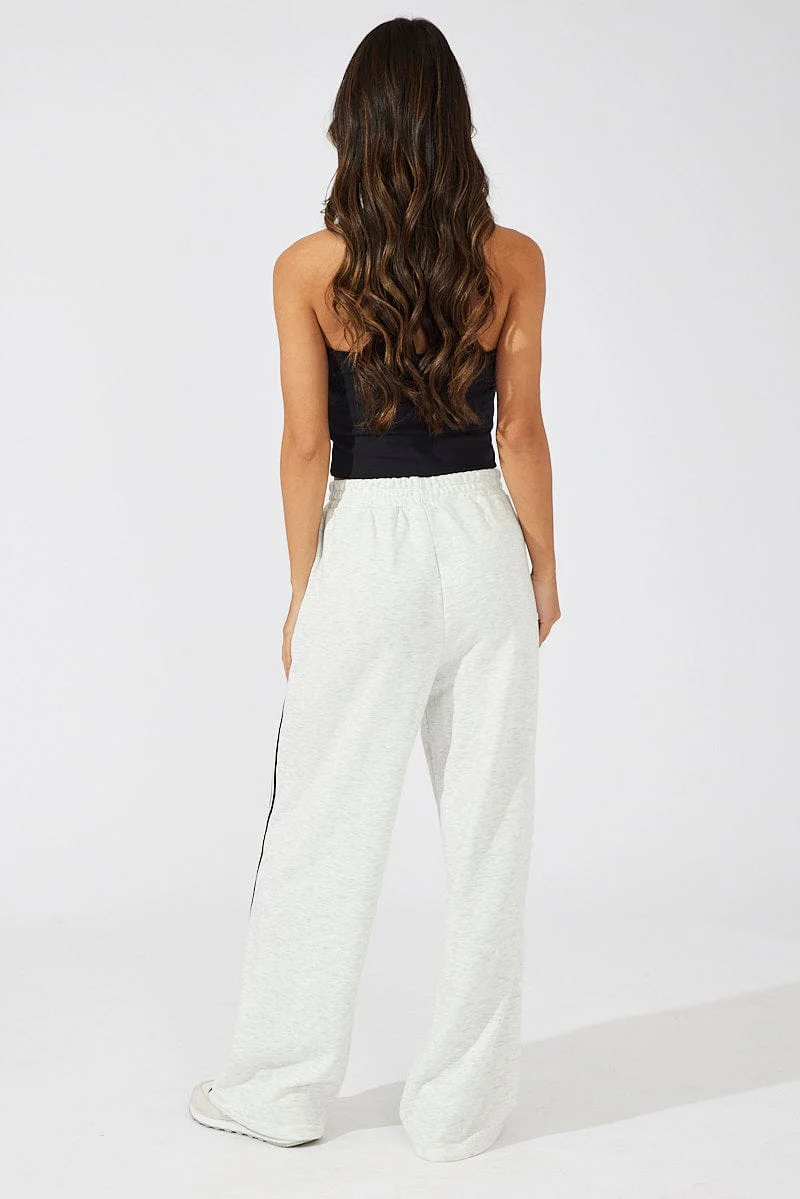 Grey Wide Leg Track Pants