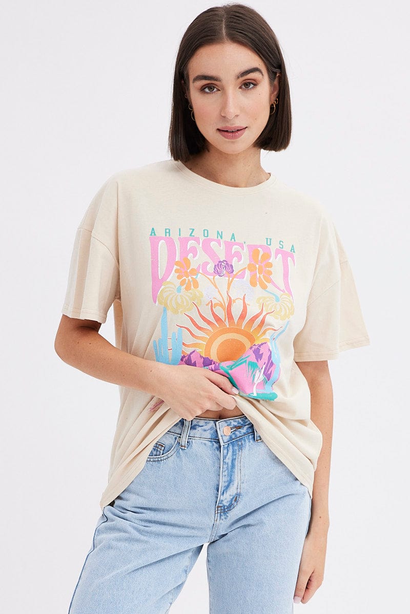 Beige Graphic Tee Beige Desert Arizona Festival Tshirt