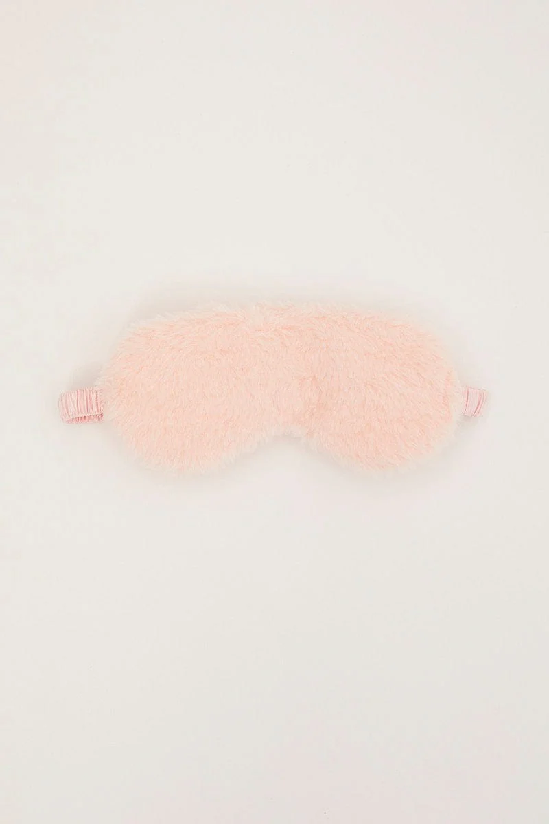 Pink Faux Fur Travel Eye Cover