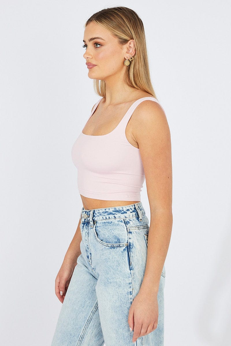 Pink Crop Tank Top Seamless
