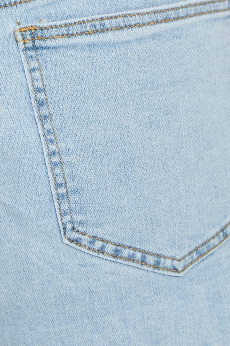 Blue Relaxed Denim Shorts High Rise