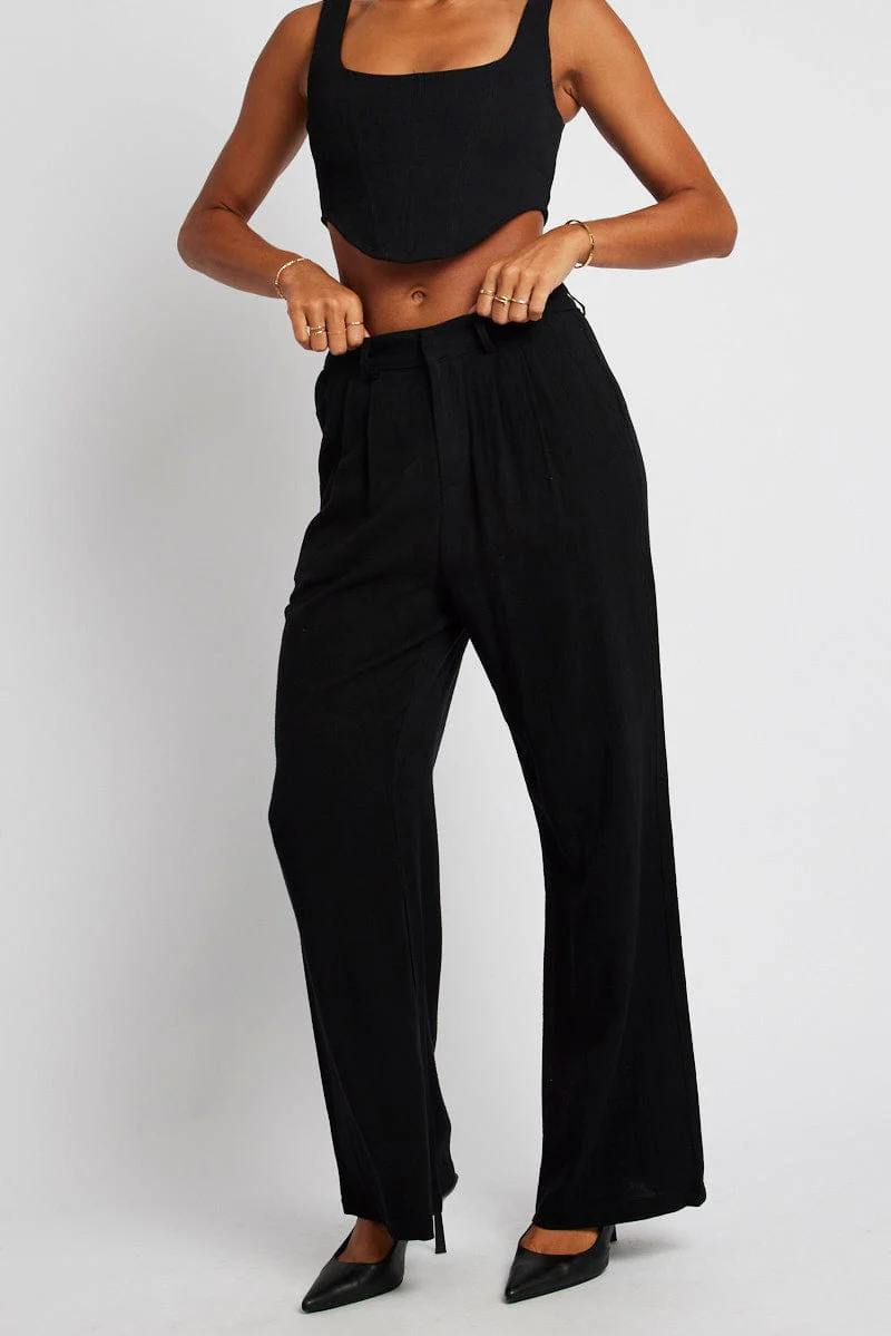 Black Wide Leg Pant High Rise