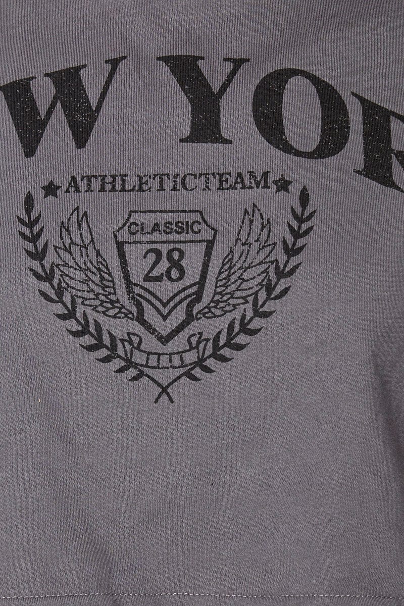 Grey Graphic T Shirt Short Sleeve