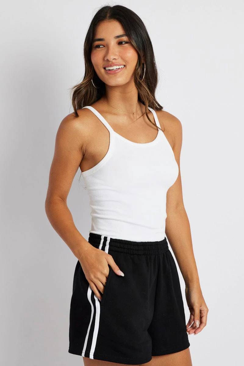 White Singlet Top Seamless Sleeveless Longline