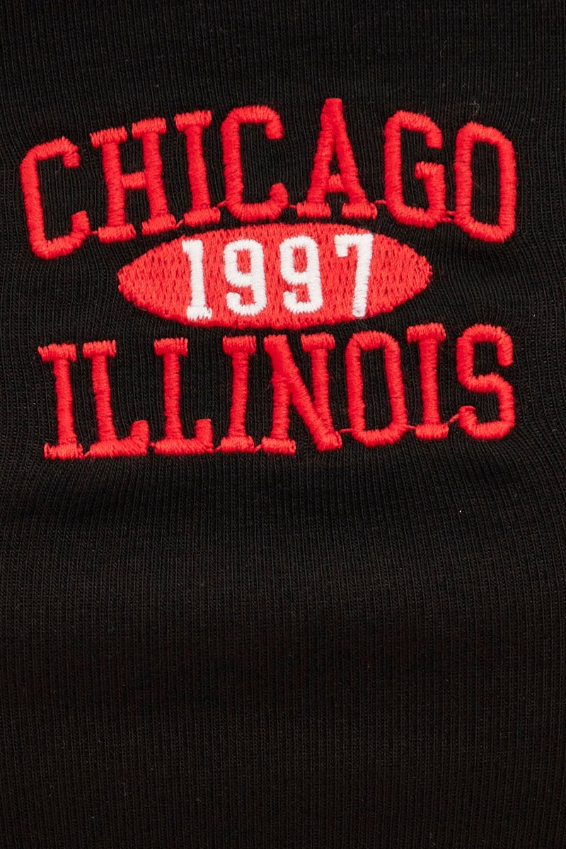 Black Bandeau Sleeveless Strapless Chicago Embroidered